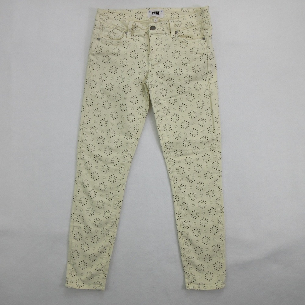 Paige Womens Jeans Size 27 Ivory Skinny Geometric Print